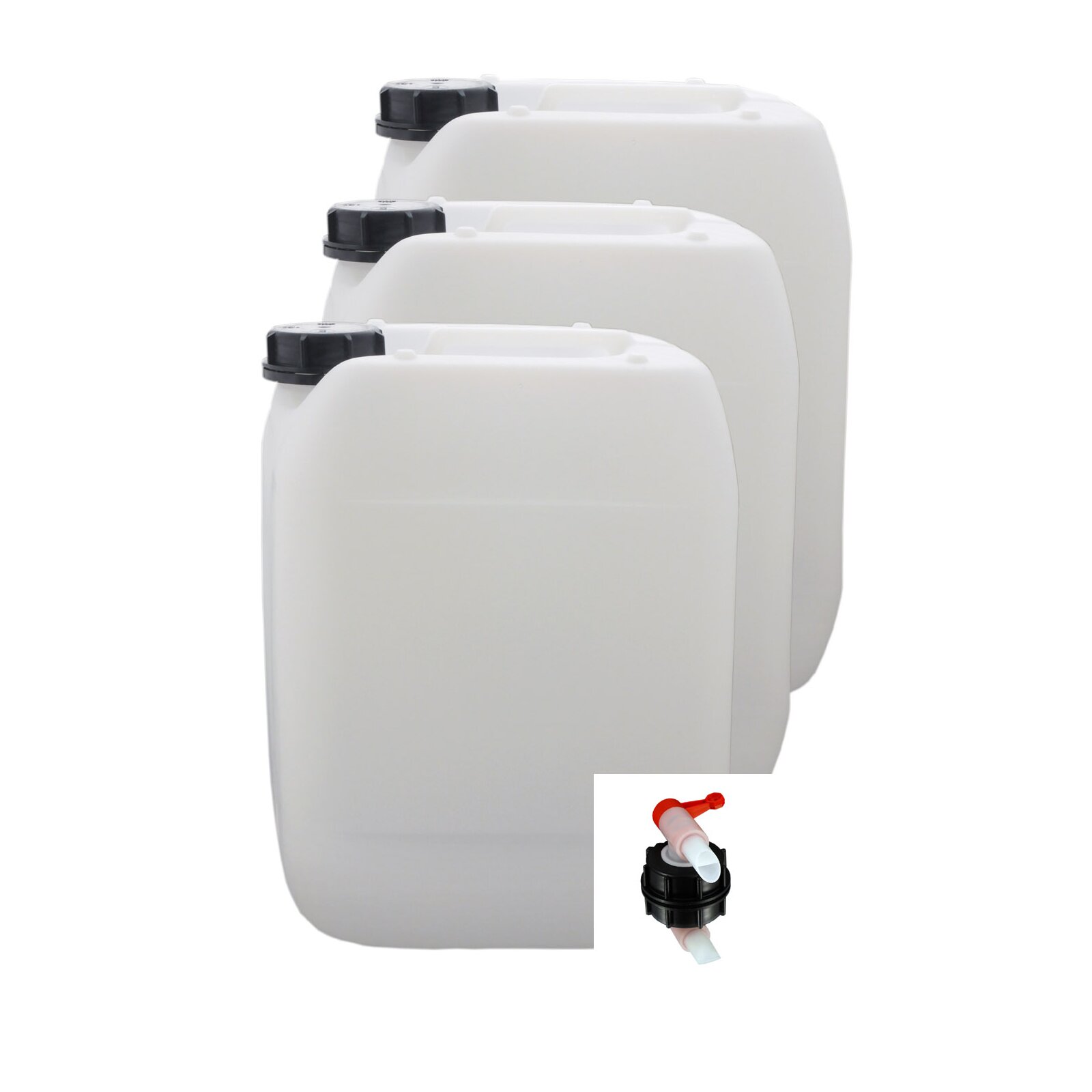 3x Wasserkanister 10l mit 1 Hahn DIN 51 Kunststoff natur unter Kunststoffkanister