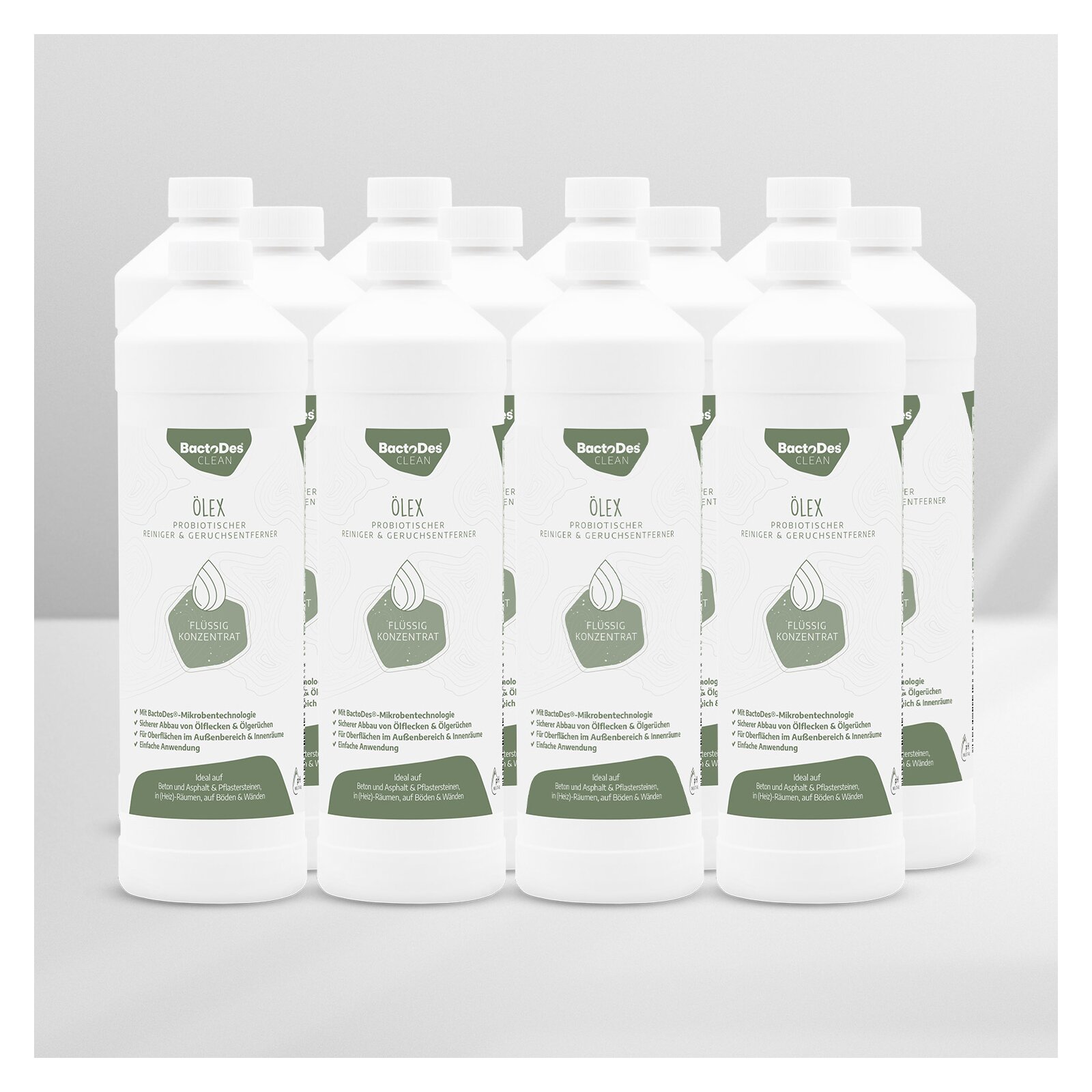 BactoDes Clean Ölex  Geruchsentferner von Heizölgeruch und Ölfleckenentferner 12 x 1 Liter Karton