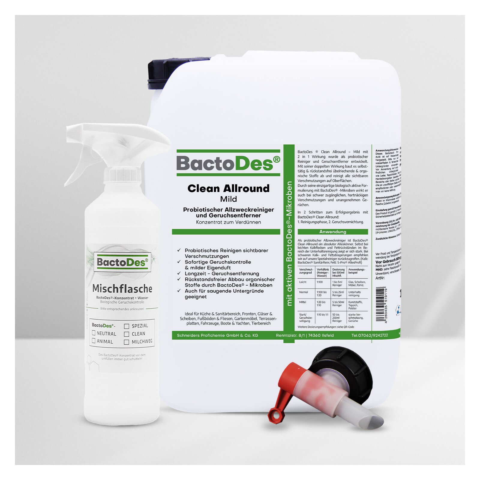BactoDes(R) Clean Allround  Mild 10 Liter Kanister inkl1 Misch und Sprühflasche