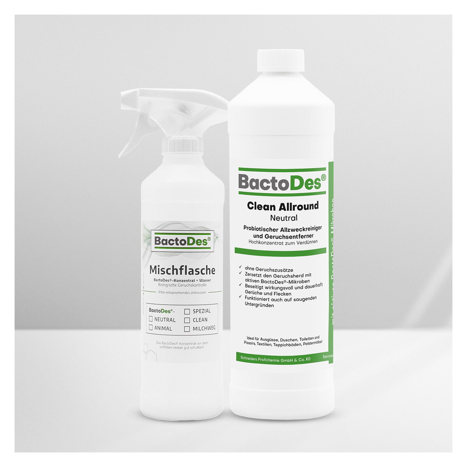 BactoDes(R) Clean Allround  Neutral 1Liter Flasche inkl 1 Misch und Sprühflasche