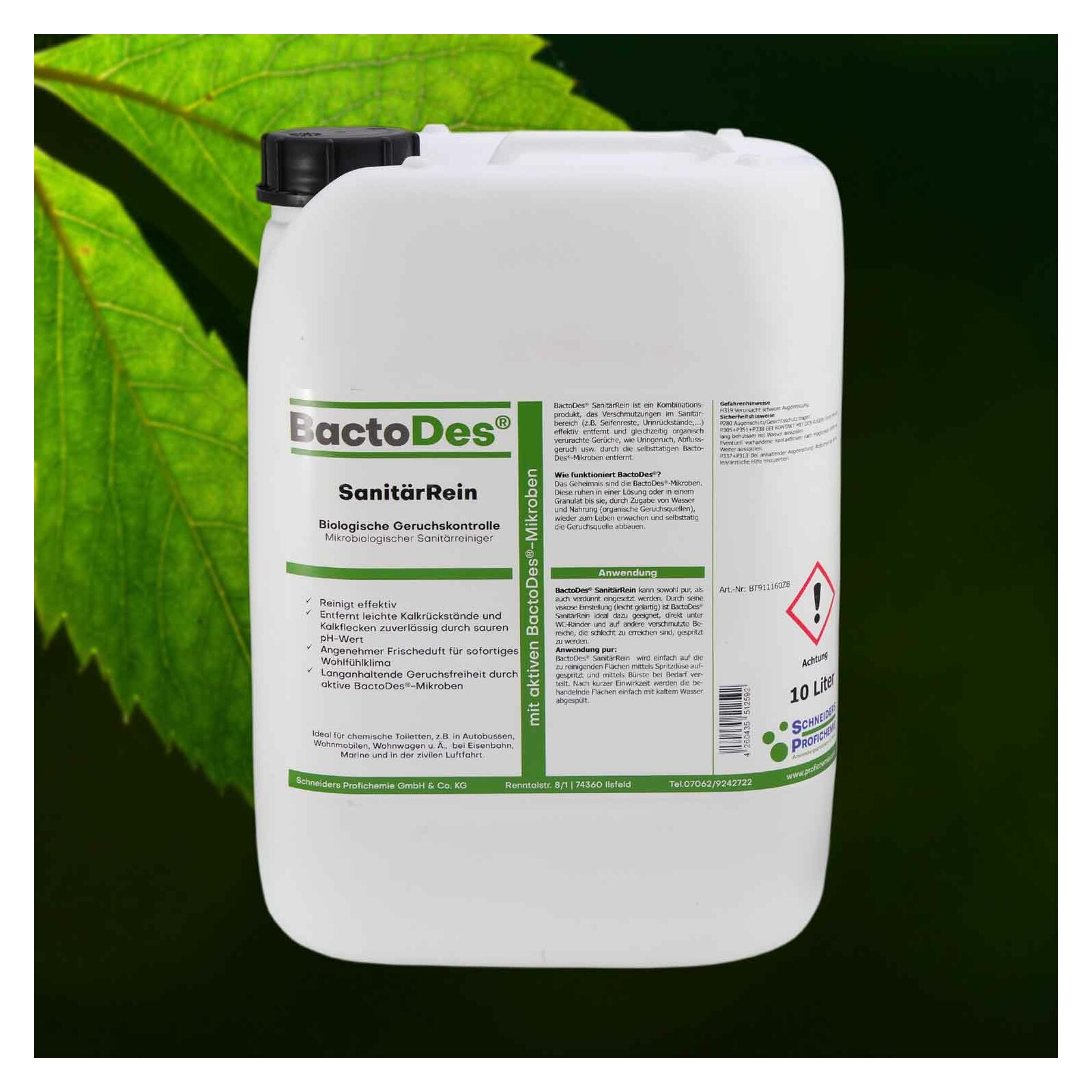 BactoDes(R) SanitrRein  Mikrobiologischer Sanitrreiniger und Geruchsentferner 10 Liter Kanister 1 Kanister