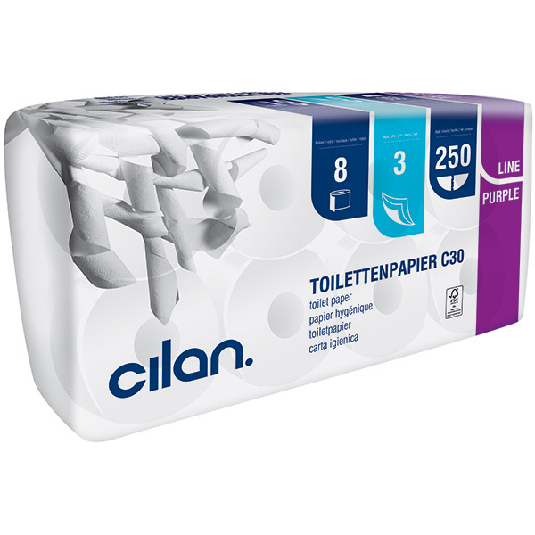 Cilan Tissue Toilettenpapier C30 Purple-Line hochweiss