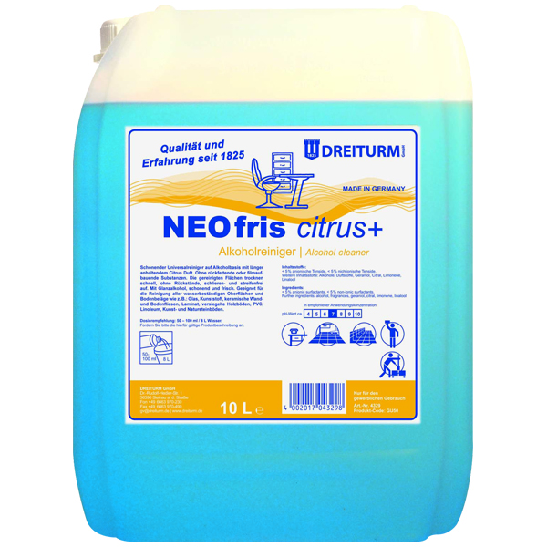 Dreiturm Neofris citrus+ - Alkoholreiniger 10 Liter