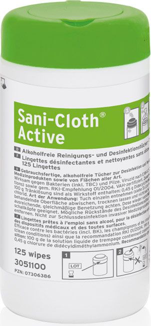 ECOLAB Sani-Cloth Active Viruzide vorgetränkte Tücher zur Schnelldesinfektion