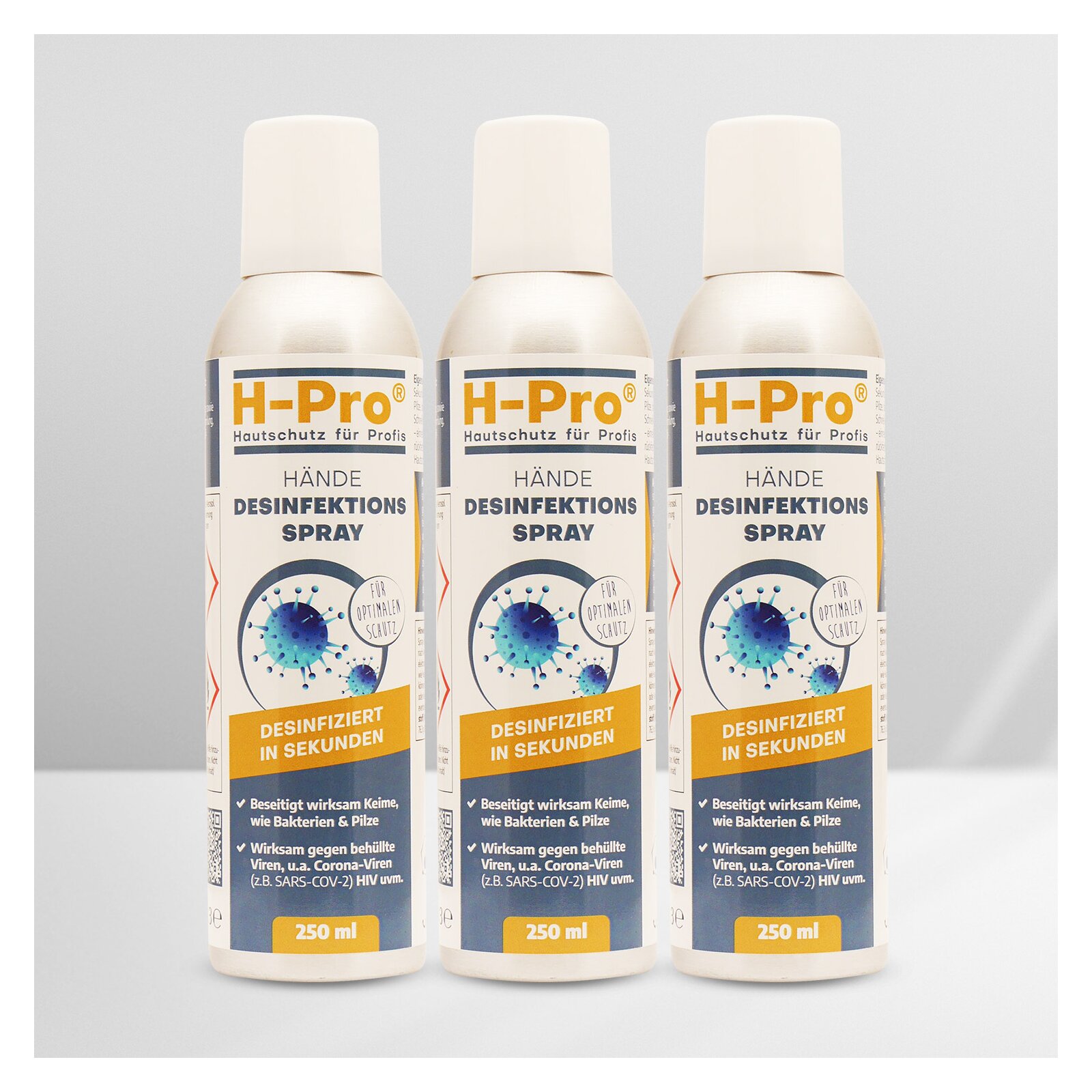 HPro(R) Händedesinfektion Spray 250ml 3 x DosenSet unter H-Pro Hautschutz