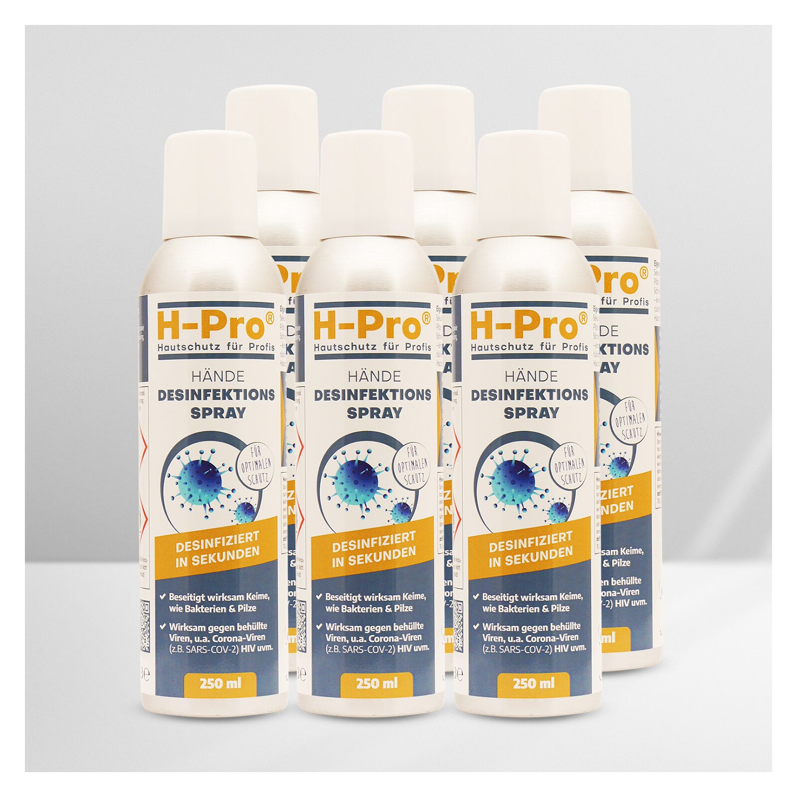HPro(R) Händedesinfektion Spray 250ml 6 x DosenKarton unter H-Pro Hautschutz
