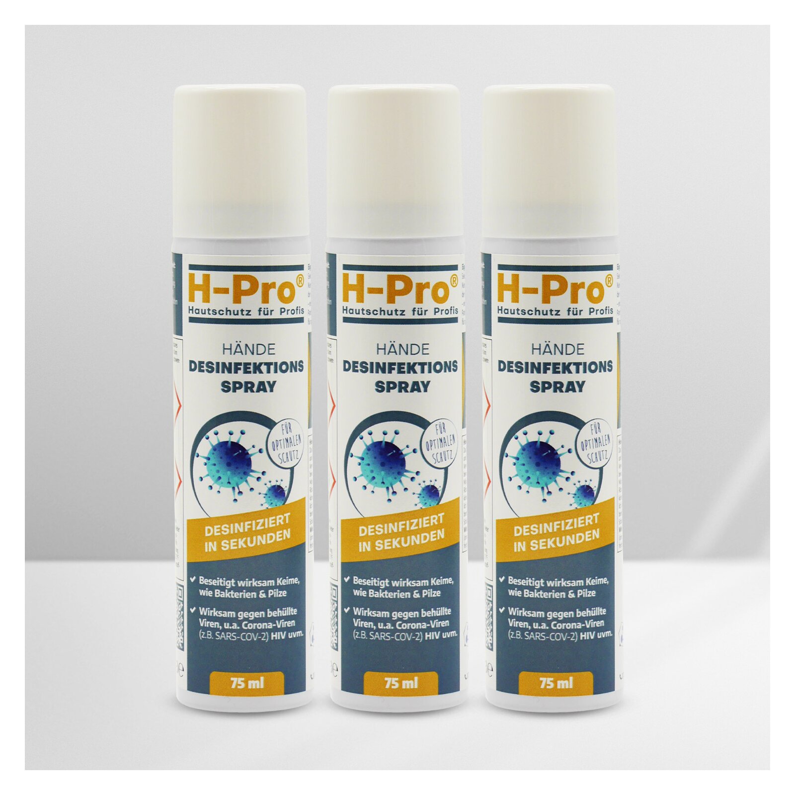 HPro(R) Händedesinfektion Spray 75ml 3 x DosenSet