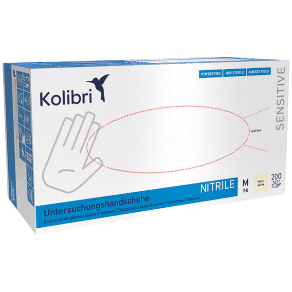 Kolibri Sensitive Nitril Gr-M U-Handschuh weiss 200Stk (10) puderfrei