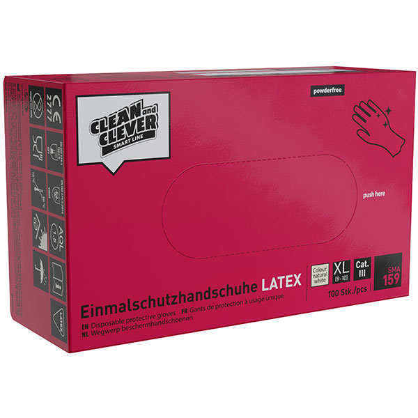 SMA159 Latexhandschuh Gr-XL CLEAN and CLEVER 100Stk (10) puderfrei naturweiss unsteril