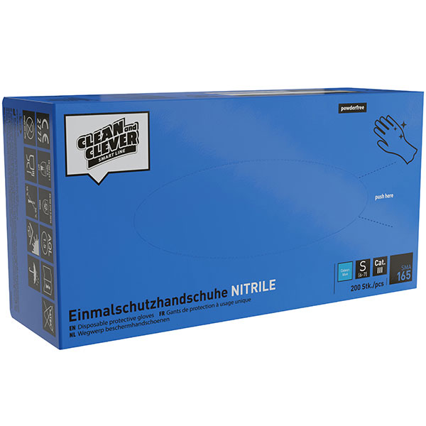 SMA165 Nitrilhandschuh Gr-S CLEAN and CLEVER 200Stk (10) puderfrei blau unsteril