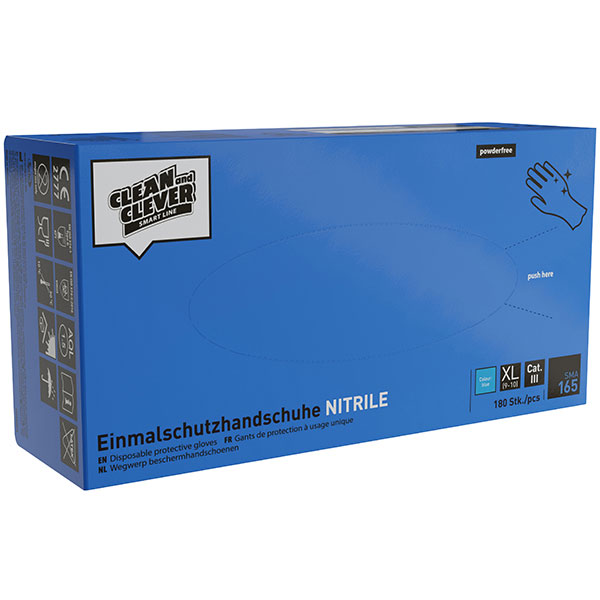 SMA165 Nitrilhandschuh Gr-XL CLEAN and CLEVER 180Stk (10) puderfrei blau unsteril