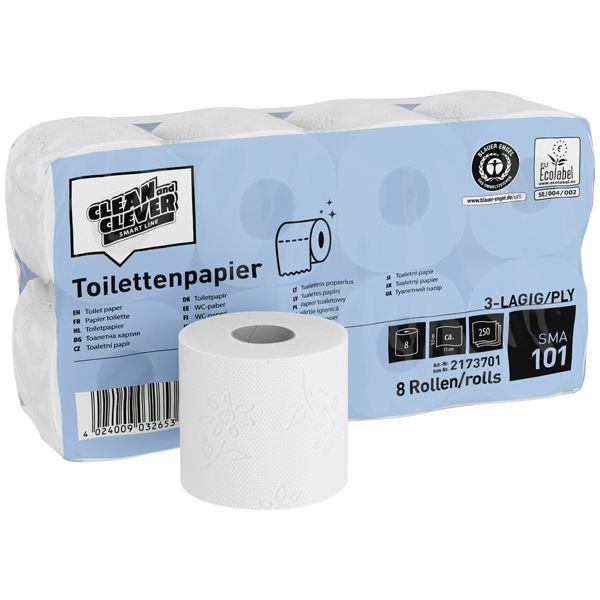 Toilettenpapier 3-lagig SMA101 Clean and Clever