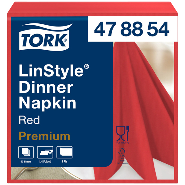 Tork LinStyle Dinnerservietten 39 x 39 cm rot