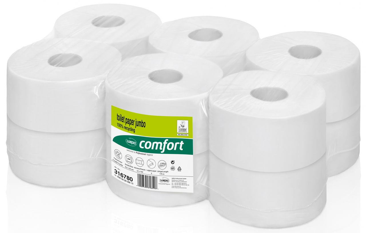 wepa comfort Toilettenpapier Mini-Jumborolle 2-lagig